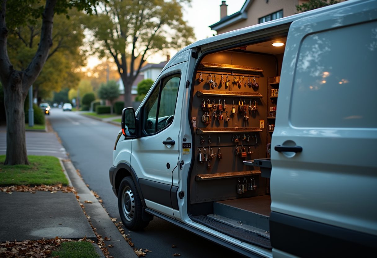 Locksmith van on a leafy North Shore street — Carlingford